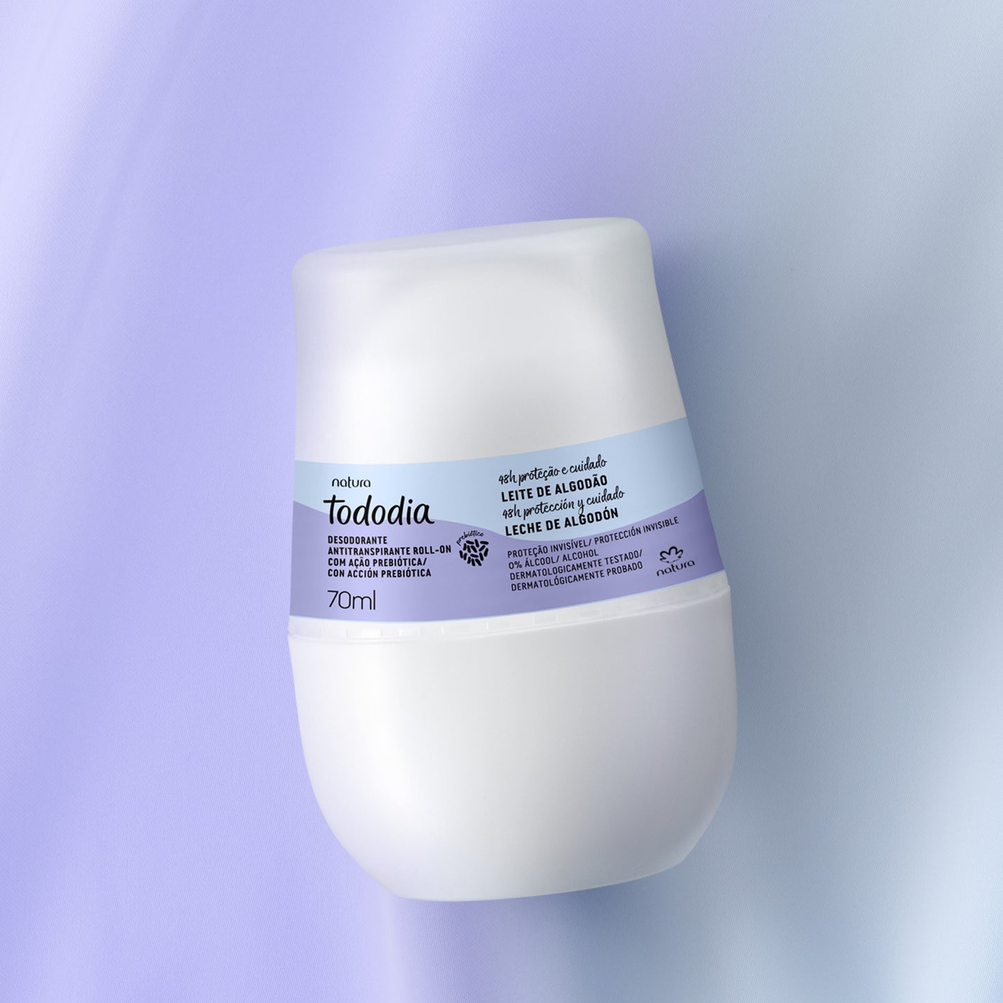 Desodorante antitranspirante roll-on con acción prebiótica Tododia leche de algodón Natura