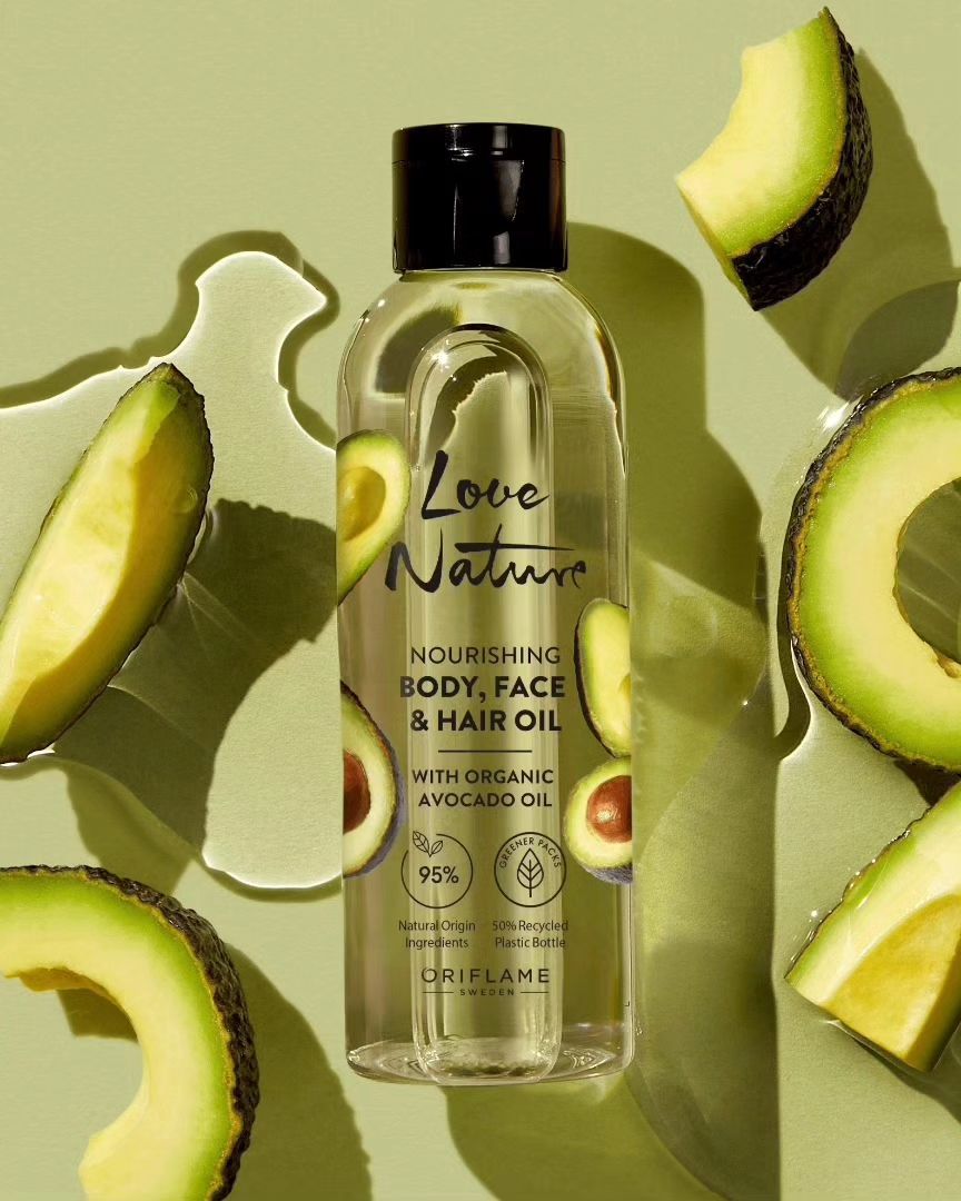 Aceite Nutritivo para Cuerpo, Rostro y Cabello con Aceite de Aguacate Orgánico Love Nature